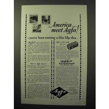 1928 Agfa Film Ad - America Meet Agfa