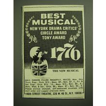 1970 1776 Musical Ad - Best Musical New York Drama Critics' Circle Award