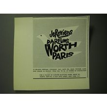 1970 Je Reviens Perfume Advertisement - Je Reviens Parfums Worth Paris