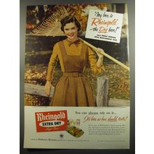 1952 Rheingold Beer Ad - My beer is Rheingold - Raking Leaves