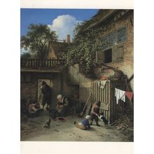 Adriaen Van Ostade The Cottage Dooryard Medieval Painting Postcard
