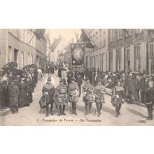 Procession De Furnes Six Trompettes Trumpets March Flag Belgium Old Postcard