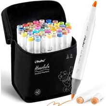 Ohuhu Alcohol Brush Markers 48 Mid-Tone Colors- Double Tipped Alcohol Based Art