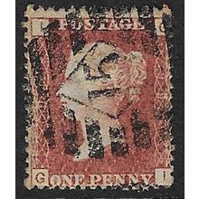 GB 1858 QUEEN VICTORIA 1d RED PLATE 192 USED SG43 / 44 " GI "