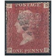1858 SG43 1d Red Plate 144 Fine Used FILLER "PF"
