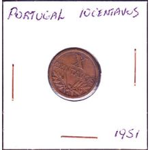 1951 Portugal 10 Centavos Coin