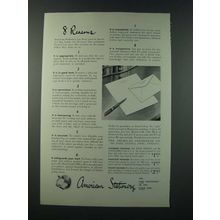 1949 American Stationery Ad - 8 Reasons