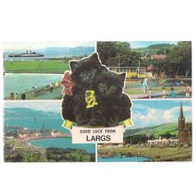 multiview, LARGS, Ayrshire Used vintage postcard 1974 postmark black kittens
