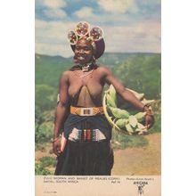 Zulu Woman & Basket Of Mealies Corn Natal Old Risque African Postcard