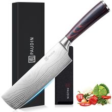 PAUDIN Nakiri Knife - 7" Razor Sharp Meat Cleaver and Vegetable Kitchen Knife, H