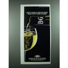 1988 B&G Barton & Guestier Wine Ad - Great Names in French Wines