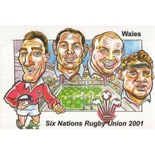 Wales 1999 Welsh Rugby Team Comic Painting Caricature Postcard