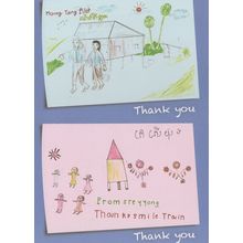 Cambodia Childrens Painting Art Thank You Greeting 2x Postcard s