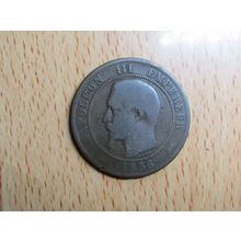 France 1856D Napoleon III 10 Centimes Coin