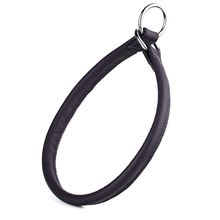Dog Pet Round Leather Choke Collar W1/2" - L24", Black