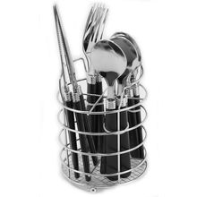 Gibson Sensations II 16 Piece Stainless Steel Flatware Set with Black Handles...