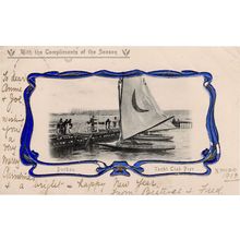 Durban Yacht Club Pier South Africa Ribbon Amazing Old Postcard