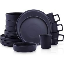 Stone Lain Cleo Modern Stoneware 16-Piece Dinnerware Set, Plates and Bowls Set,