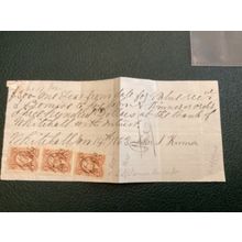 ICOLLECTZONE US R27a pair and single on 1863 payment document (A100)