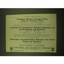 1918 Oxford University Press Ad - President Wilson's Foreign Policy