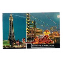 BLACKPOOL ILLUMINATIONS, LANCASHIRE MULTIVIEW used vintage postcard 1970 stamp =