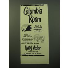 1950 Hotel Astor Ad - Columbia Room Music by Alexander Chigrinsky