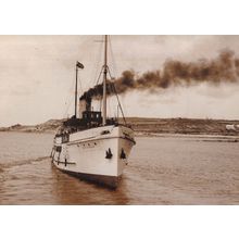 Scillion Boat Leaves St Marys For Penzance Ship Railway Postcard