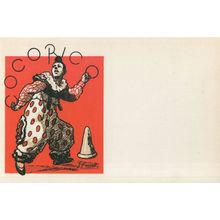 J.Faverot Cocorica 1899 Victorian Clown French Painting Postcard
