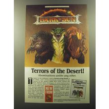 1992 TSR AD&D Dark Sun Monstrous Compendium Ad - Terrors of the Desert!