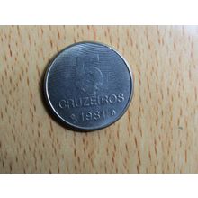 Brazil Brasil 1981 5 Cruzeiros Coin