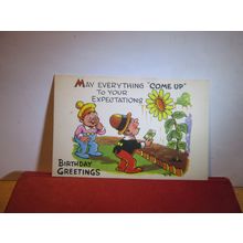 BIRTHDAY GREETINGS unused vintage postcard by Pictorial Productions =