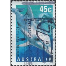 AUSTRALIA, MAMMALS, Bottlenose Dolphin, blue 1998, 45c, #2
