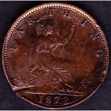 1872 Great Britain 1 Farthing Coin