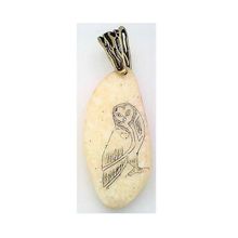Scrimshaw Owl Pendant 3