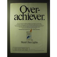 1989 Merit Ultra Lights Cigarettes Ad - Over-achiever