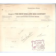 MA Greenfield Letterhead / Billhead The New England Box Cmpany ~28