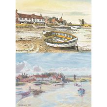 Burnham Overy Norfolk Harbour 2x Painting Postcard s