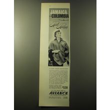1960 Avianca Airlines Ad - Jamaica plus Colombia Red Ruana Service