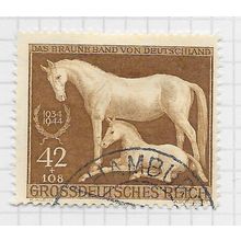 GERMANY 1943 BROWN RIBBON HORSE 3YO RACE MUNICH REIM FILLY FOAL 42Pf USED Mi 899