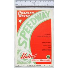 1975 Cradley Heath v Leicester Speedway Programme - 20th October