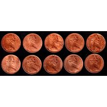 Australia 10 x One Cent Coins 1970 to 1979 Possum Queen Elizabeth II 1c QE II