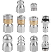 10Pcs Sewer Jetter Nozzle Kit - Stainless Steel, 1/4" & 3/8" NPT Quick Connector