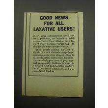 1957 Ex-Lax Laxative Ad - Good news for all laxative users