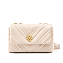 Women Genuine Leather Chain Square Bag White