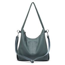 Women Genuine Leather Canvas Handbags Shoulder Bags Blue