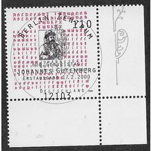 GER 2000 110pf 'JOHANNES GUTENBERG' (CORNER MARGIN) FINE USED (EBID59-428)