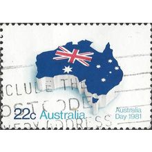 AUSTRALIA, Australia Day, Flag as Map, blue 1981, 18c, #4