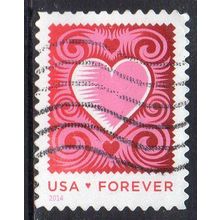 USA 2014 Love - Cut Paper Heart Forever Used