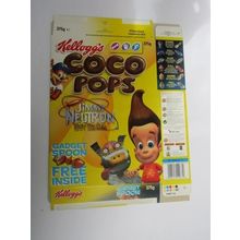 Kelloggs Coco Pops 2002 Jimmy Neutron Empty Cereal Box