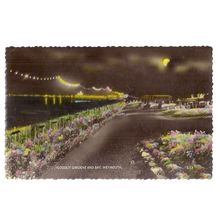 FLOODLIT GARDENS AND BAY, WEYMOUTH, DORSET. used vintage postcard 1959 pm =